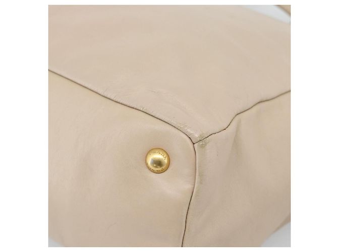 PRADA Hand Bag Leather 2way Beige Gold - vista 17