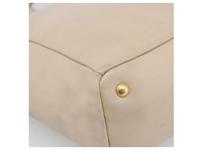 PRADA Hand Bag Leather 2way Beige Gold - vista 18
