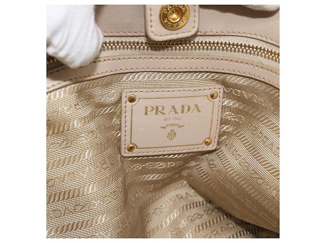 PRADA Hand Bag Leather 2way Beige Gold - vista 21
