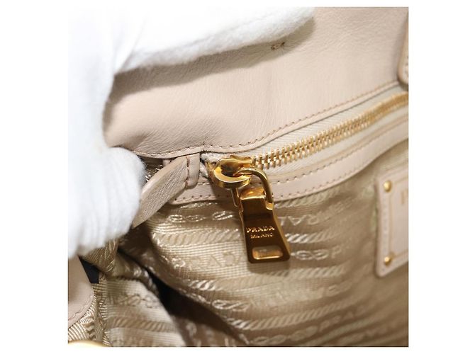 PRADA Hand Bag Leather 2way Beige Gold - vista 24
