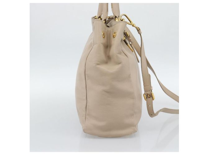 PRADA Hand Bag Leather 2way Beige Gold - vista 3