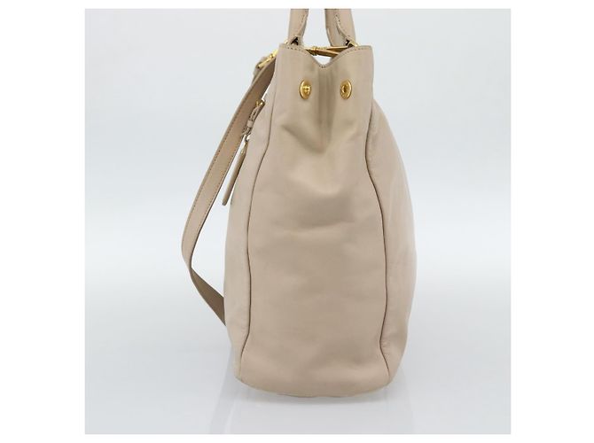 PRADA Hand Bag Leather 2way Beige Gold - vista 4
