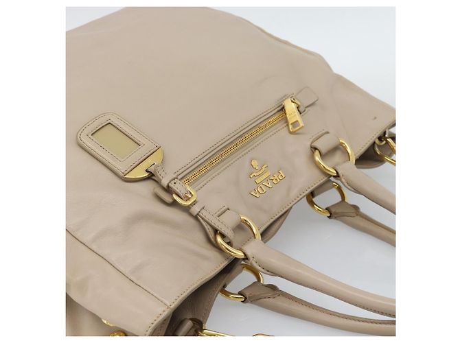 PRADA Hand Bag Leather 2way Beige Gold - vista 6
