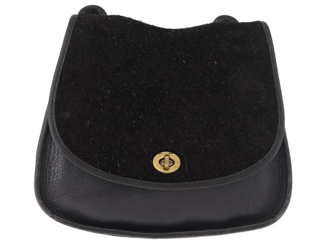 Coach Shoulder Bag Suede Black Gold - vista 2