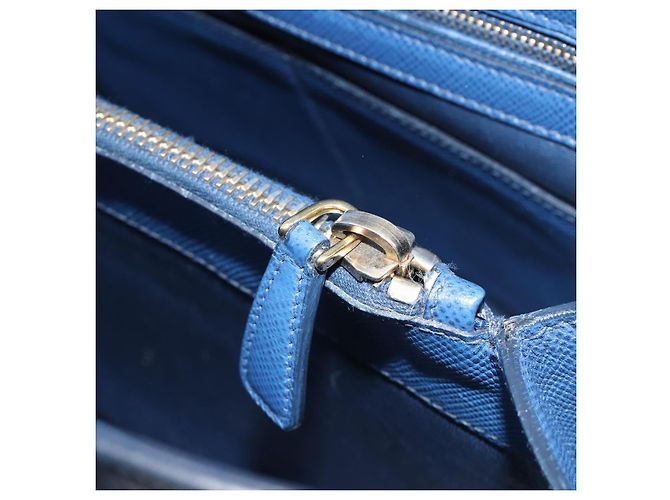 PRADA Hand Bag Safiano Leather Blue Gold - vista 24