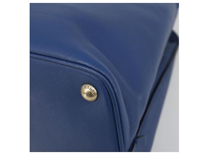 PRADA Hand Bag Safiano Leather Blue Gold - vista 9