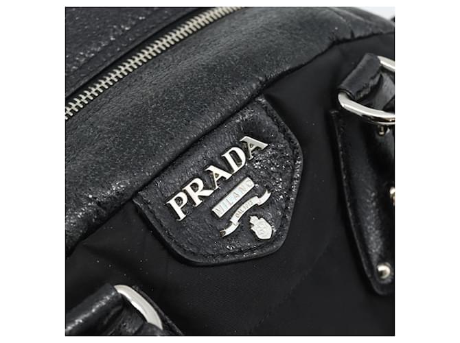 PRADA Hand Bag Leather 2way Black Silver - vista 14