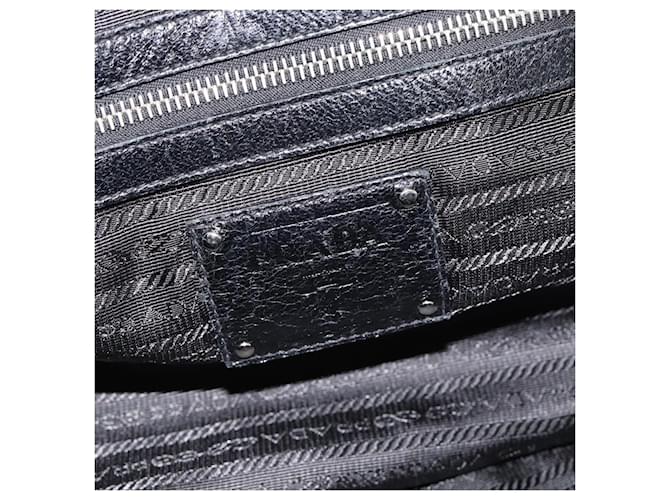 PRADA Hand Bag Leather 2way Black Silver - vista 21