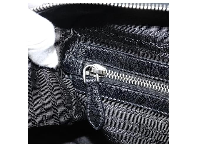 PRADA Hand Bag Leather 2way Black Silver - vista 24