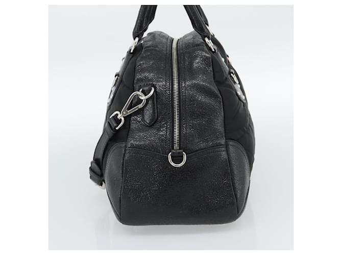 PRADA Hand Bag Leather 2way Black Silver - vista 4