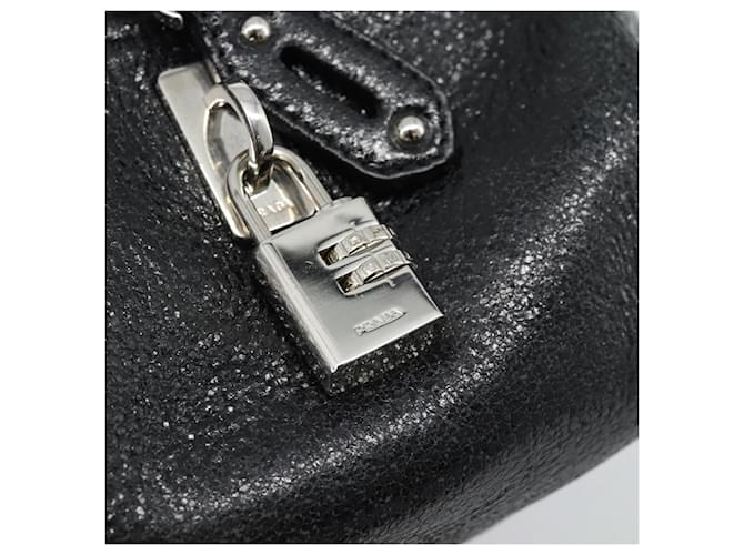 PRADA Hand Bag Leather 2way Black Silver - vista 5