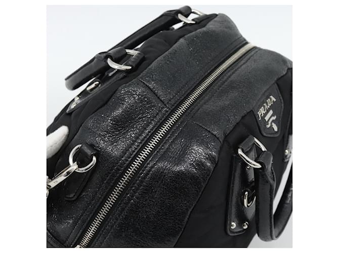 PRADA Hand Bag Leather 2way Black Silver - vista 8