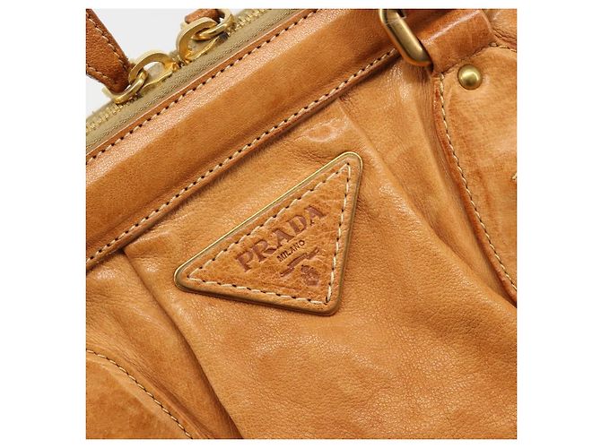 PRADA Shoulder Bag Leather 2way Brown Gold - vista 18