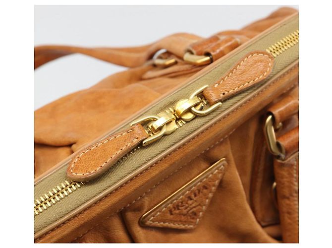 PRADA Shoulder Bag Leather 2way Brown Gold - vista 19