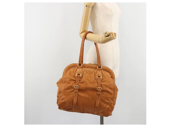 PRADA Shoulder Bag Leather 2way Brown Gold - vista 26