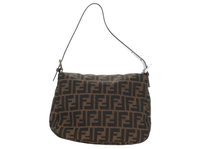 FENDI Zucca Canvas Mamma Baguette Shoulder Bag Black Brown - vista 2