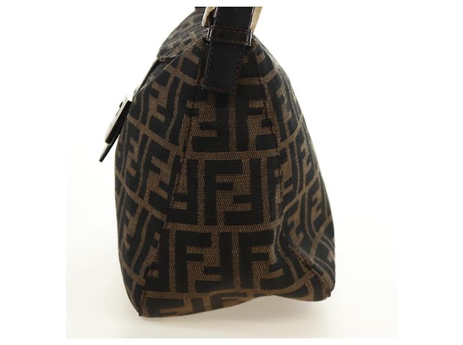FENDI Zucca Canvas Mamma Baguette Shoulder Bag Black Brown - vista 4