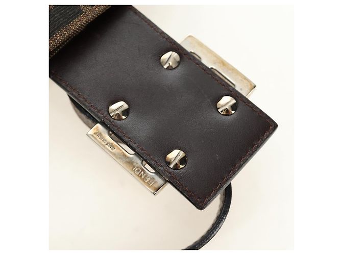 FENDI Zucca Canvas Mamma Baguette Shoulder Bag Black Brown - vista 9
