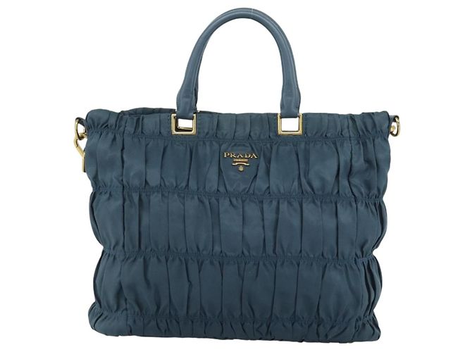 PRADA Gathered Hand Bag Nylon 2way Green Gold - vista 13