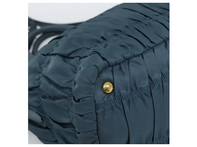 PRADA Gathered Hand Bag Nylon 2way Green Gold - vista 16