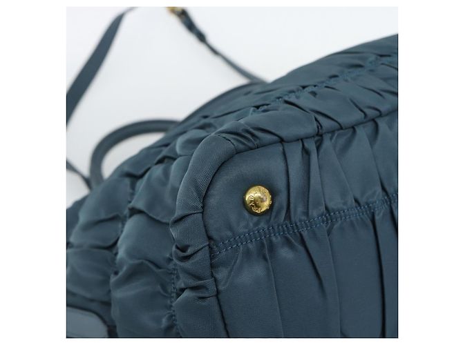 PRADA Gathered Hand Bag Nylon 2way Green Gold - vista 18