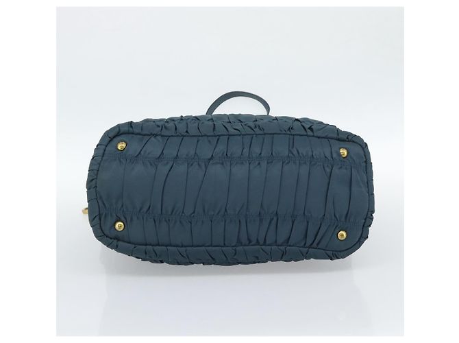 PRADA Gathered Hand Bag Nylon 2way Green Gold - vista 5