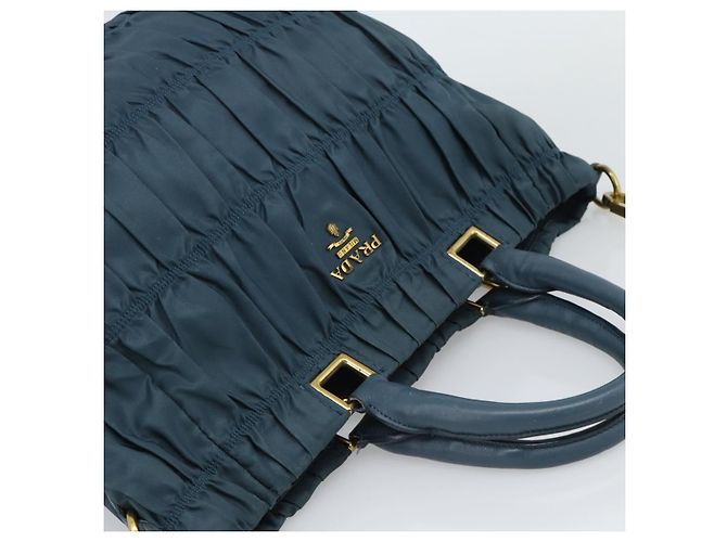 PRADA Gathered Hand Bag Nylon 2way Green Gold - vista 6