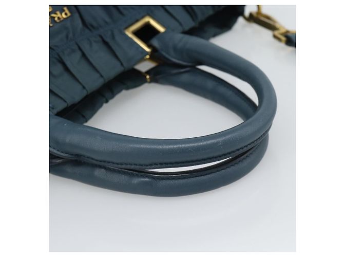 PRADA Gathered Hand Bag Nylon 2way Green Gold - vista 7