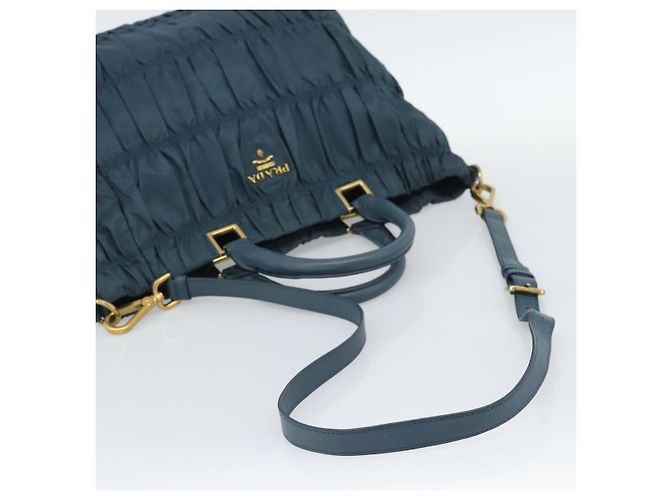 PRADA Gathered Hand Bag Nylon 2way Green Gold - vista 8
