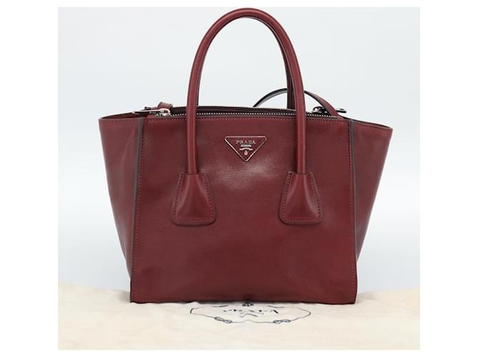 PRADA Hand Bag Leather 2way Red Silver - vista 12