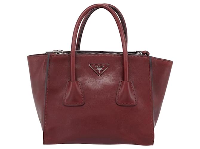 PRADA Hand Bag Leather 2way Red Silver - vista 13