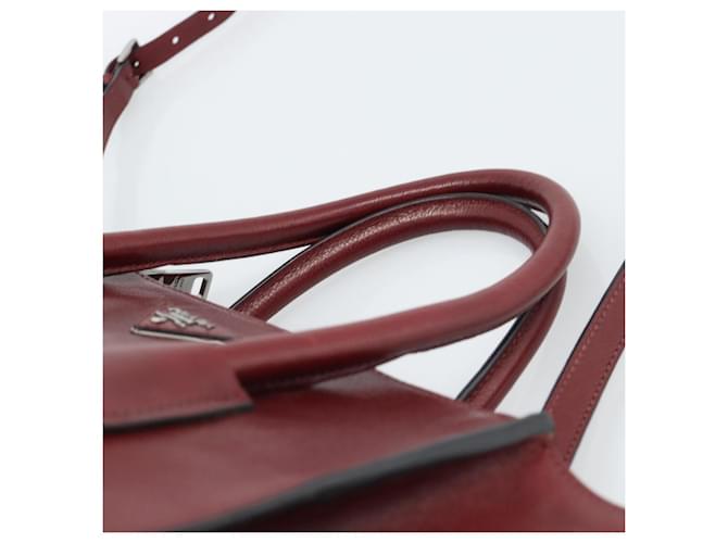 PRADA Hand Bag Leather 2way Red Silver - vista 14