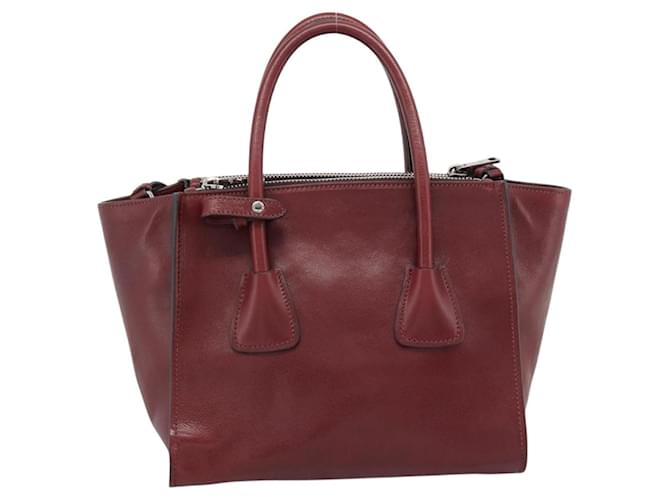 PRADA Hand Bag Leather 2way Red Silver - vista 2