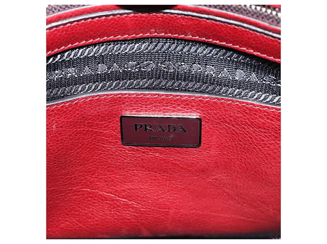 PRADA Hand Bag Leather 2way Red Silver - vista 21