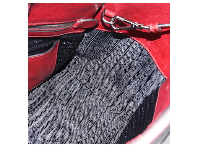 PRADA Hand Bag Leather 2way Red Silver - vista 22