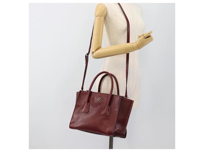 PRADA Hand Bag Leather 2way Red Silver - vista 30