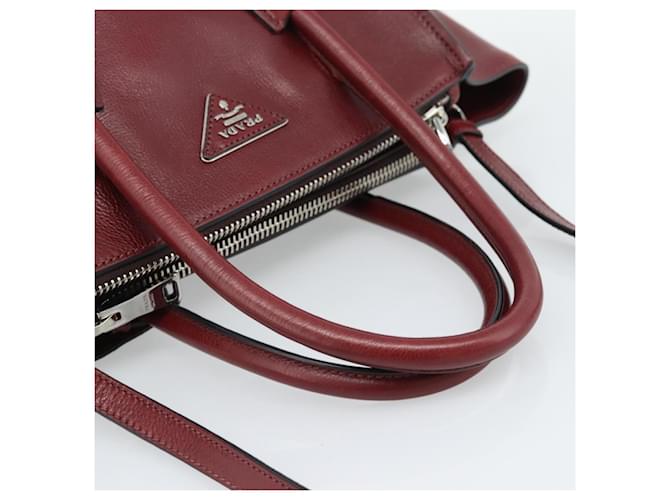 PRADA Hand Bag Leather 2way Red Silver - vista 7