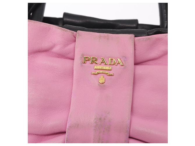 Bolsa de mão PRADA em couro 2way Preta Dourada - vista 10