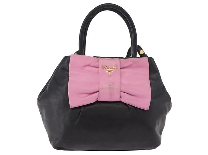 Bolsa de mão PRADA em couro 2way Preta Dourada - vista 13