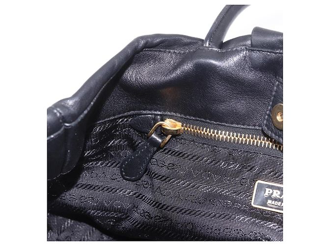 Bolsa de mão PRADA em couro 2way Preta Dourada - vista 23
