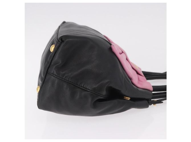 Bolsa de mão PRADA em couro 2way Preta Dourada - vista 3