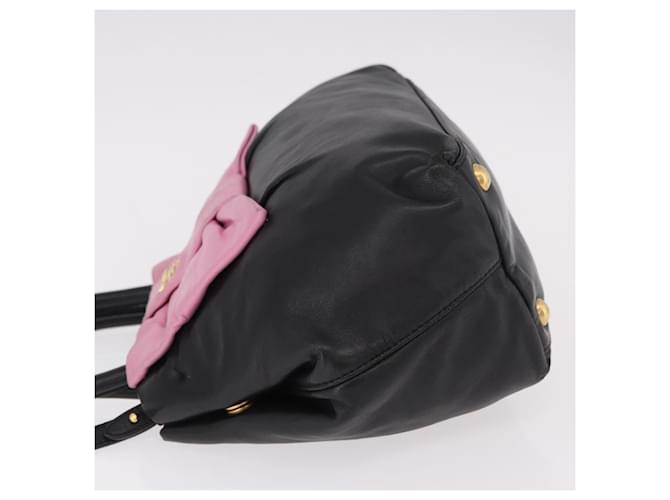 Bolsa de mão PRADA em couro 2way Preta Dourada - vista 4