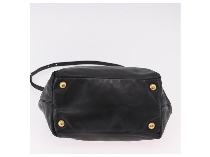 Bolsa de mão PRADA em couro 2way Preta Dourada - vista 5