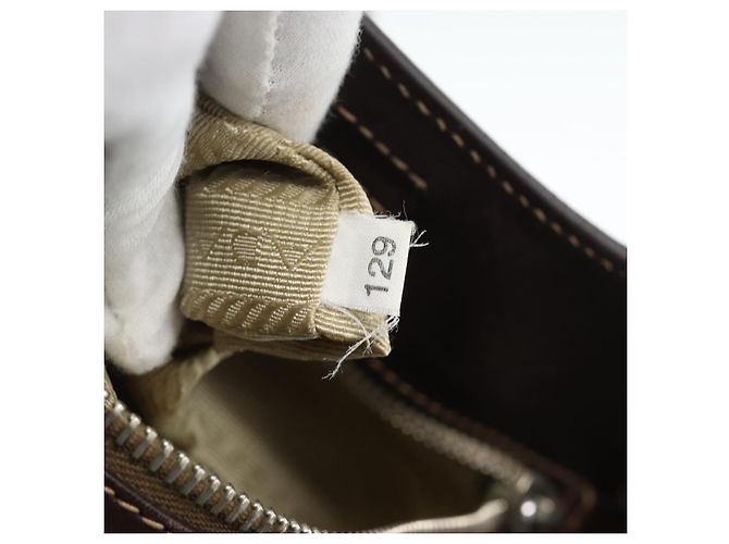 PRADA Jacquard Shoulder Bag Canvas Beige Gold - vista 11