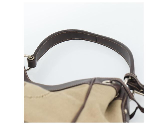 PRADA Jacquard Shoulder Bag Canvas Beige Gold - vista 14