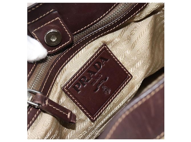 PRADA Jacquard Shoulder Bag Canvas Beige Gold - vista 18