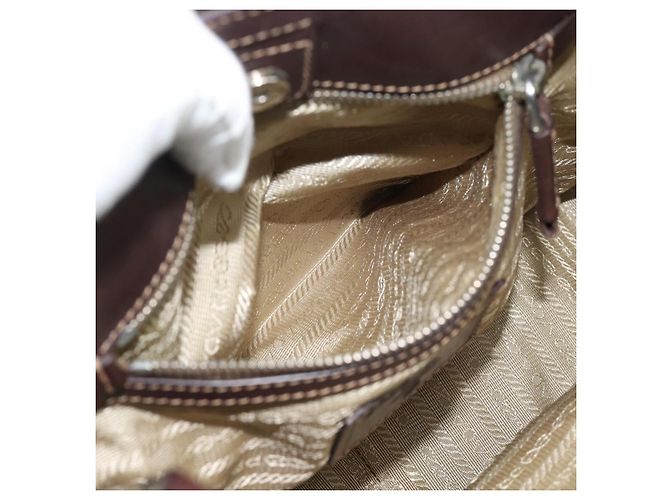 PRADA Jacquard Shoulder Bag Canvas Beige Gold - vista 22