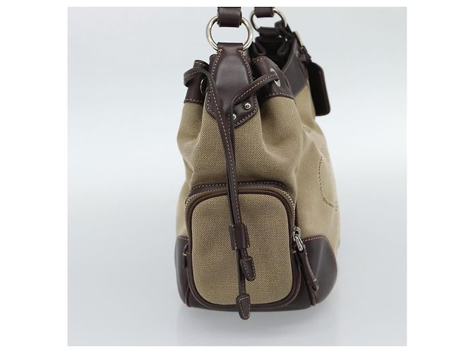 PRADA Jacquard Shoulder Bag Canvas Beige Gold - vista 3