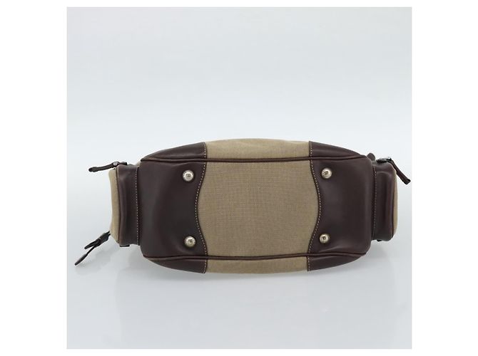 PRADA Jacquard Shoulder Bag Canvas Beige Gold - vista 5