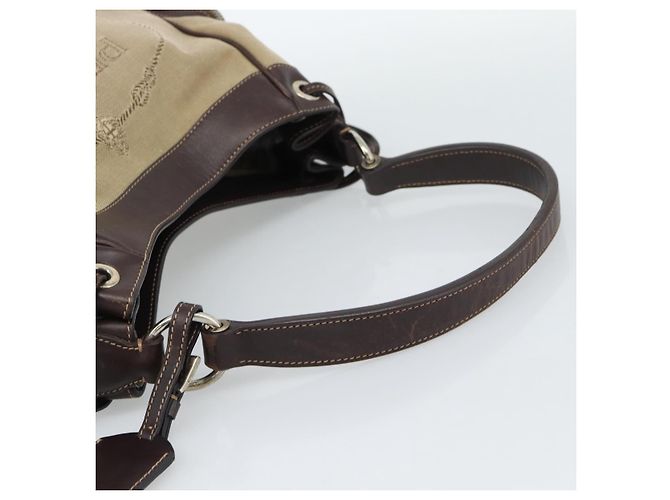 PRADA Jacquard Shoulder Bag Canvas Beige Gold - vista 7